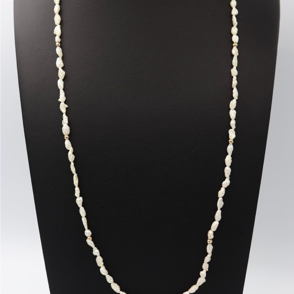 14K Gold Clasp Fresh Water Pearl Necklace With Gold Accent Beads